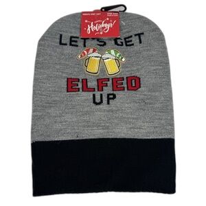 Happy Holidays Let's Get Elfed Up Men’s Christmas Drinking Beanie‎